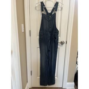 Cat & Jack Girls XL 14-16 Blue Jean Denim Overalls Pockets Snap Front Adjustable